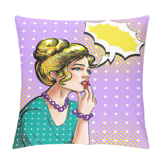 Personality  Vector Pop Art Illustration Of Dreamy Blonde Woman Pillow Covers