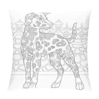 Personality  Zentangle Dalmatian Dog Coloring Page Pillow Covers