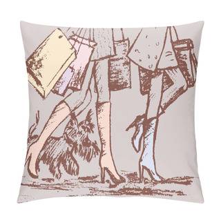 Personality  Girls With The Shopping Bags Pillow Covers