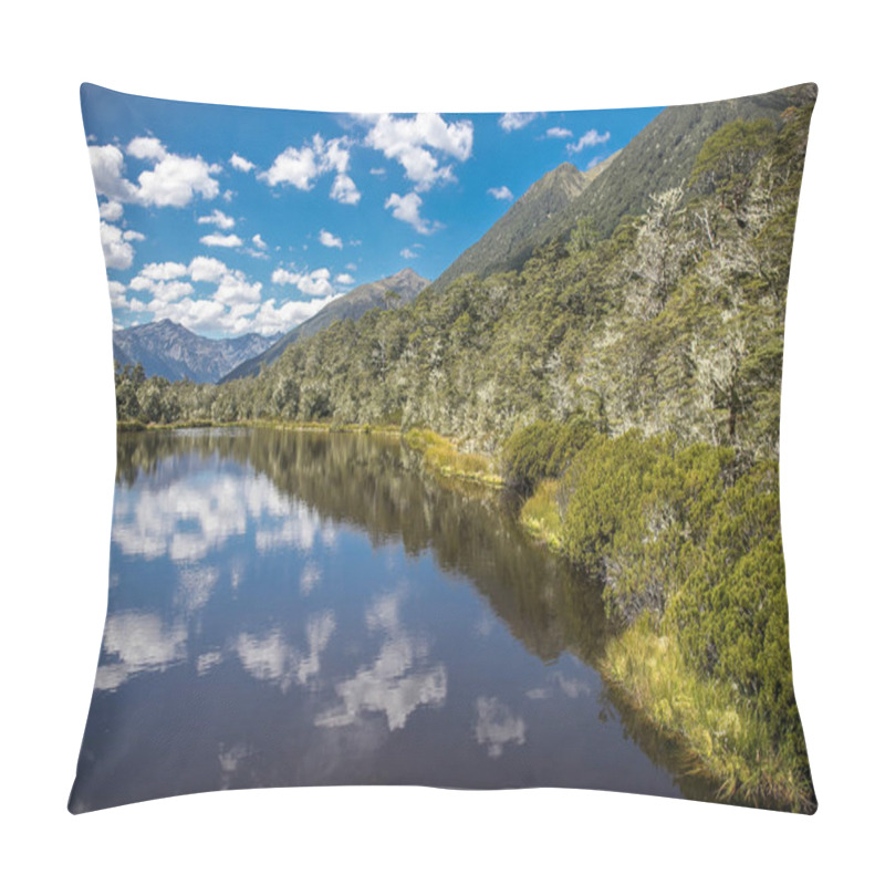 Personality  Alpine Landscape With Forest, Lake, Cloud Reflection, Lewis Pass, New Zealand Pillow Covers