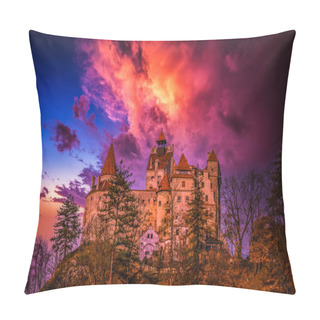 Personality  Spectacular Sunset Over Bran Castle, Transylvania, Romania. A Medieval Building Known As Castle Of Dracula. Pillow Covers
