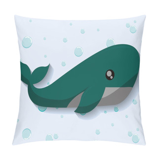 Personality  Whale Icon. Sea Animal Cartoon. Vector Graphic Pillow Covers