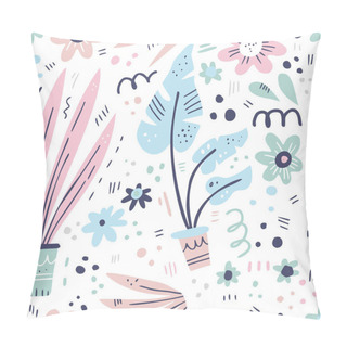 Personality  House Plants Hand Drawn Seamless Pattern Pillow Covers