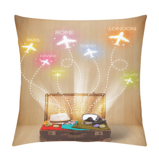 Personality  Travel Bag With Clothes And Colorful Planes Flying Out Pillow Covers