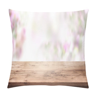 Personality  Abstract Pastel Colored Spring Scenery With Empty Wooden Table For A Decoration Pillow Covers