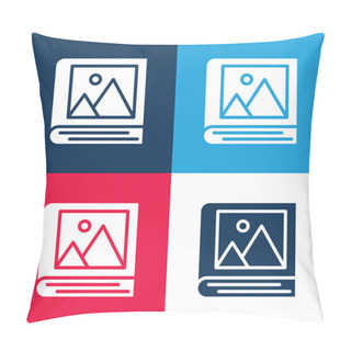 Personality  Album Blue And Red Four Color Minimal Icon Set Pillow Covers