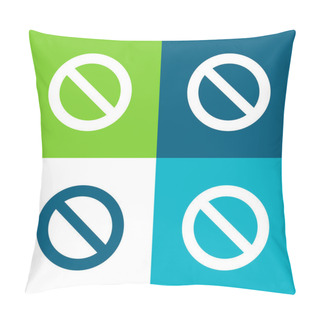 Personality  Banned Sign Flat Four Color Minimal Icon Set Pillow Covers