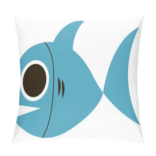 Personality  Blue Fish With Big Eyes, Illustration, Vector On White Backgroun Pillow Covers