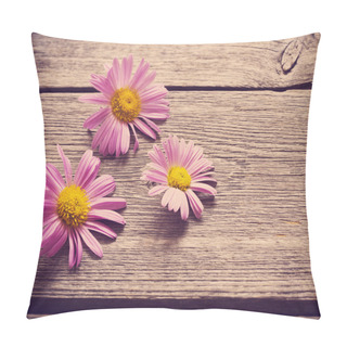 Personality  Two Pink Flowers On Wooden Background Pillow Covers