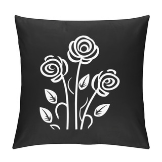 Personality  Flowers - Black And White Isolated Icon - Vector Illustration Pillow Covers