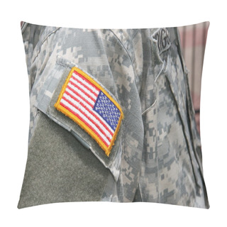 Personality  USA Flag Patch On Soldier Uniform Pillow Covers
