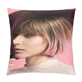 Personality   Fashionable Woman In Wide-brimmed Hat Pillow Covers