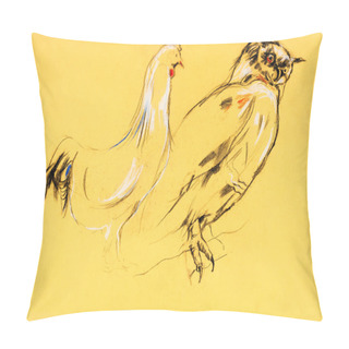 Personality  Owl And Rooster Painting Pillow Covers
