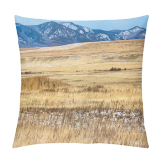 Personality  Beautiful Landscape With Dry Grass And Snow Capped Mountains, Krasnoyarsk Region, Russia Pillow Covers