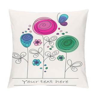 Personality  Funny Colorful Background With Abstract Flowers Pillow Covers