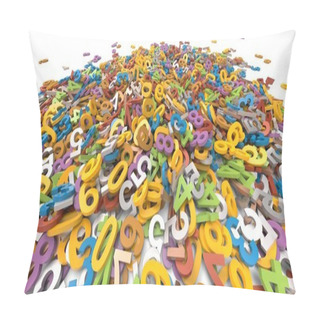 Personality  3D Multi Colour Pile Of Alphabet Letters On White Background Pillow Covers