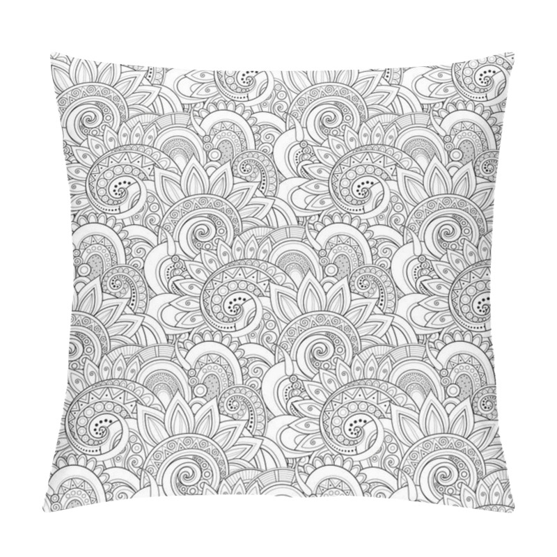 Personality  monochrome seamless pattern with floral motifs, vector, illustration pillow covers