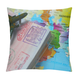 Personality  Passport And World Map Pillow Covers