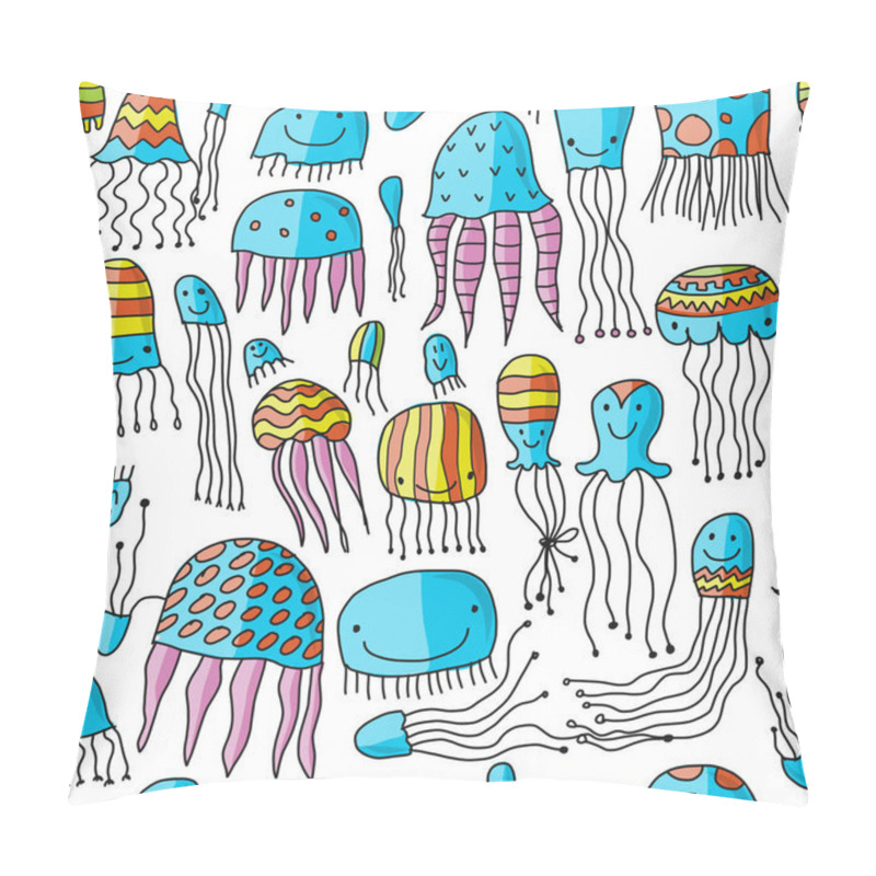 Personality  Funny jellyfishes, seamless pattern for your design pillow covers