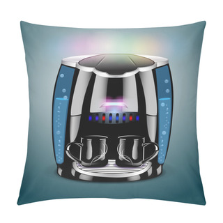 Personality  Coffee Machine With Cups. Vector Illustration Pillow Covers