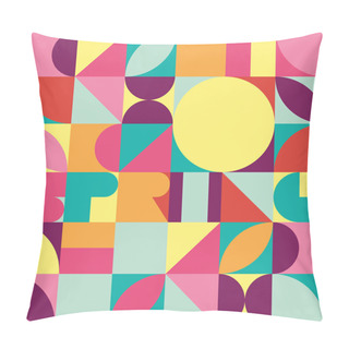 Personality  Spring Trendy Geometric Background - Vector. With Word SPRING In Abstract Style Pillow Covers