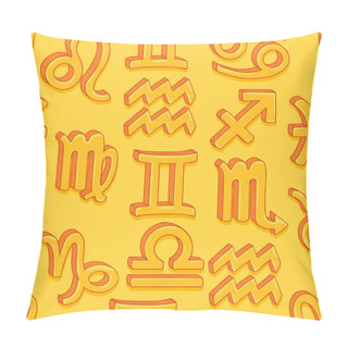 Personality  Vector Seamless Pattern Of Cartoon Zodiac Signs. Astrological Background. Pillow Covers