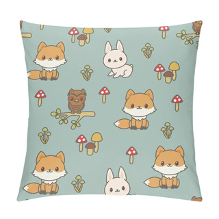 Personality  Woodland Animals Seamless Vector Pattern/wallpaper. Pillow Covers