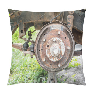 Personality  Old Vehicle Wheel , Drum Breaks System, Selective Focus Pillow Covers