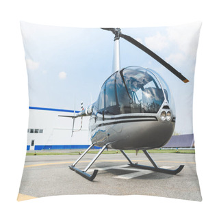 Personality  Helicopter With Propeller On Concrete Helipad During Daytime Pillow Covers