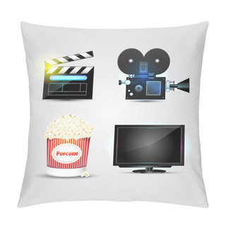 Personality  Cinema And Movie Icons - Vector Icon Set Pillow Covers