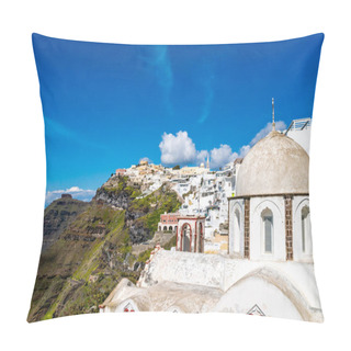 Personality  Sunlight On Church Near White Houses In Greek Island  Pillow Covers