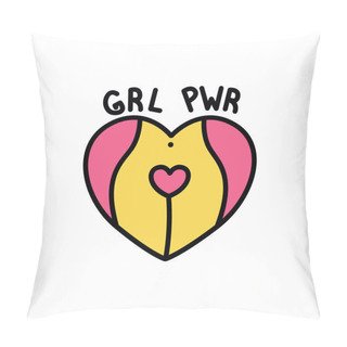 Personality  Girl Power Heart Doodle Icon, Vector Color Illustration Pillow Covers