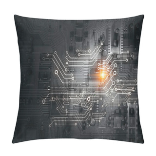 Personality  Black Circuit Board Background Of Computer Motherboard Pillow Covers