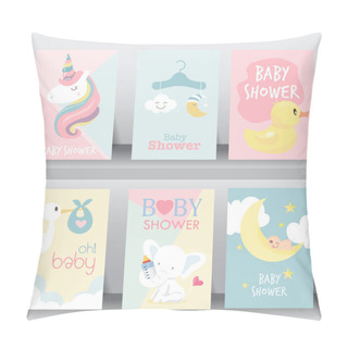 Personality Cute Baby Shower Invitation. Vector Pillow Covers