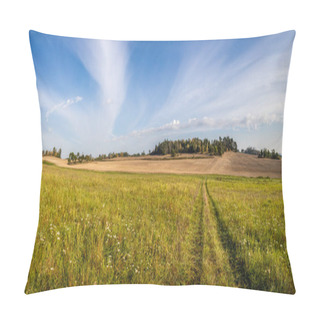 Personality  Autumn Landscape With Dirt Road Between Meadows And Fields, Trees And Blue Sky With Amazing White Clouds - Czech Republic, Europe Pillow Covers