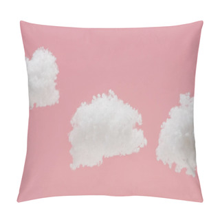 Personality  White Fluffy Clouds Made Of Cotton Wool Isolated On Pink Pillow Covers