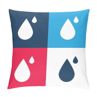 Personality  Big And Small Drops Blue And Red Four Color Minimal Icon Set Pillow Covers