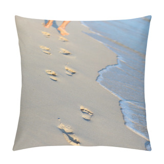 Personality  Footprints On Tropical Beach Pillow Covers