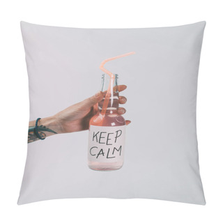 Personality  Bottle Of Alcohol Beverage In Hand Pillow Covers