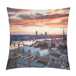 Personality  Evening Panorama Of Riga City Pillow Covers
