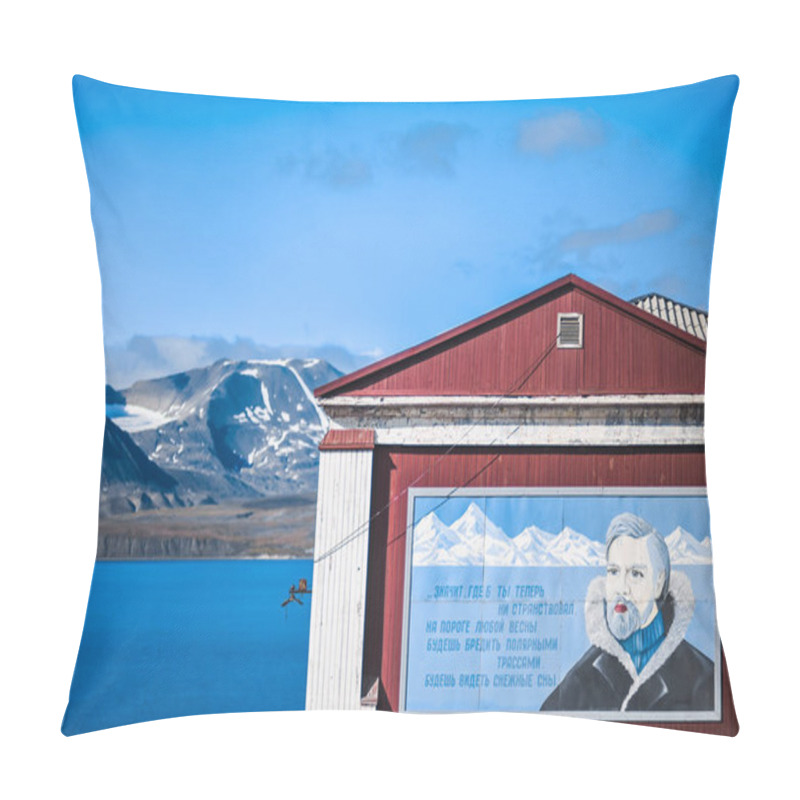 Personality  Landscape Of The Russian  City Of Barentsburg On The Spitsbergen Archipelago In The Summer In The Arctic In Sunny Weather And Blue Sky Pillow Covers