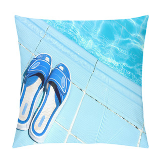Personality  Pretty Flip Flops By The Swimming Pool Pillow Covers