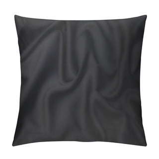 Personality  Black Fabric Texture Background, Wavy Fabric Slippery Black Color, Luxury Satin Or Silk Cloth Texture. Pillow Covers