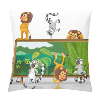 Personality  Lion And Squirrels With Board Pillow Covers