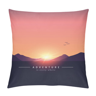Personality  Adventure Mountain Landscape Background At Sunset Pillow Covers