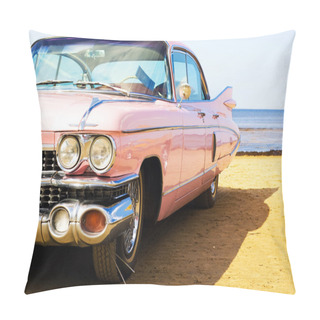Personality  Classic Pink Car At Beach Pillow Covers