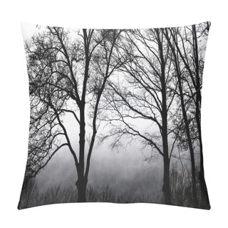 Personality  Ominous Silhouetted Tree On A Cold Foggy Morning Pillow Covers