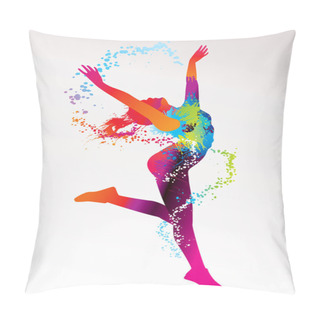 Personality  The Dancing Girl With Colorful Spots And Splashes On A Light Bac Pillow Covers