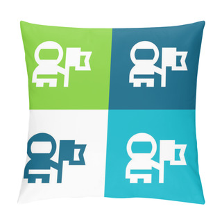 Personality  Astronaut Flat Four Color Minimal Icon Set Pillow Covers