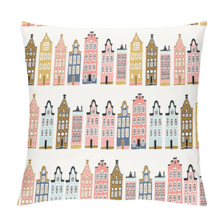 Personality  Seamless Pattern, Hand Drawn Scandinavian Houses Pillow Covers